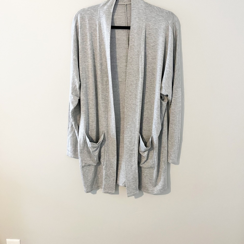 Beyond yoga gray open front‎ soft modal cardigan small